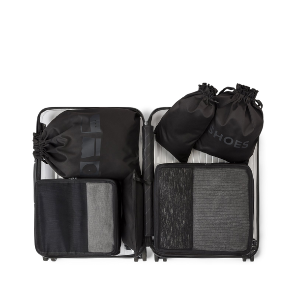 6 piece black packing cube set for suitcase