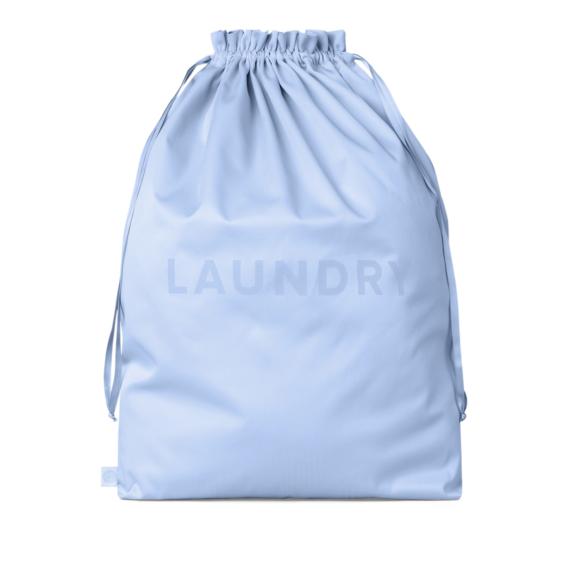Large light blue laundry bag for travels or kids clothes. 
