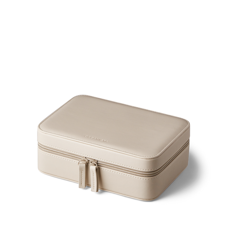 Vegan leather organizing box in the color beige