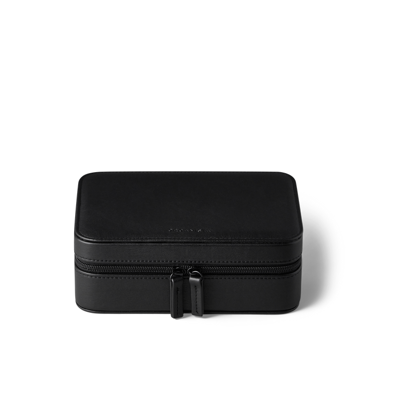 Vegan leather organizing box in the color black