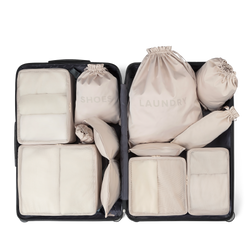 Packing organizer set for suitcase in beige