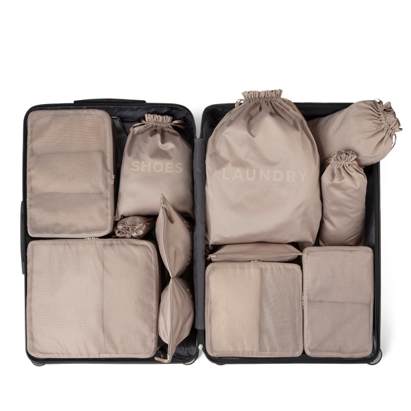11 piece brown packing organizer set
