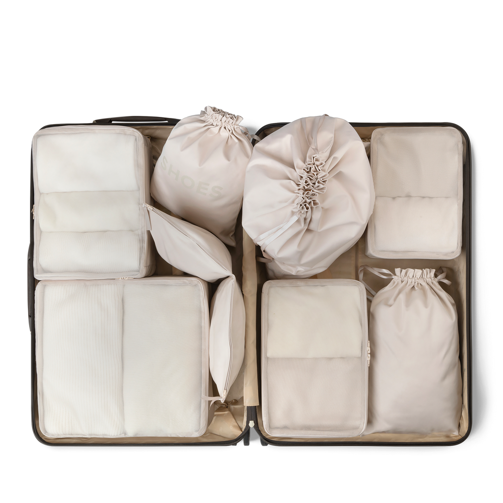 Organisateur Valise 6 pièces - Organisateur de Voyage Sac Rangement Valise  avec Compression, Packing Cubes Set de Organiseurs de Bagage Pour  Vêtements, Chaussures, Cosmétiques, Beige