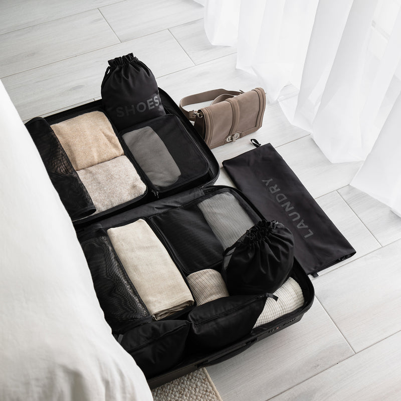 four packing cubes in black