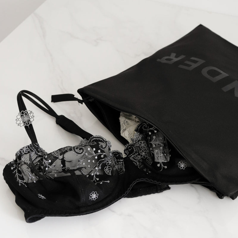 NWT $70 Victoria's Secret Black & White Bra Panty Lingerie Travel Case Bag- Pouch